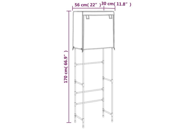 beBasic Toaletthylla med 2 hyllplan gräddvit 56x30x170 cm järn - Kräm - Inredning - Badrumsinredning - Handdukshållare