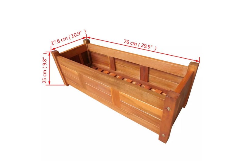 Blomlåda upphöjd akaciaträ 76x27,6x25 cm - Brun - Inredning - Dekoration & inredningsdetaljer - Krukor & ytterkrukor - Utomhuskruka