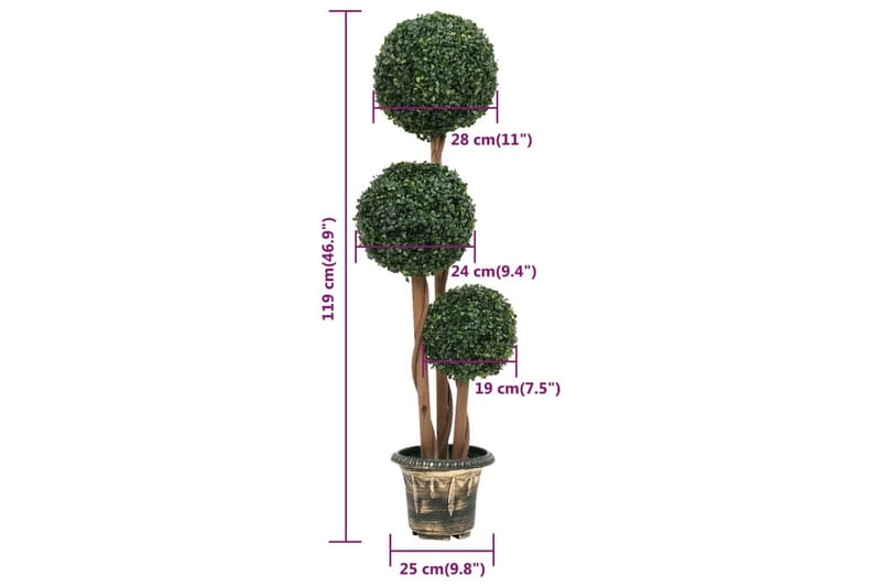 Konstväxt buxbom bollformad med kruka 119 cm grön - Grön - Inredning - Dekoration & inredningsdetaljer - Prydnadssaker - Blomsterdekoration