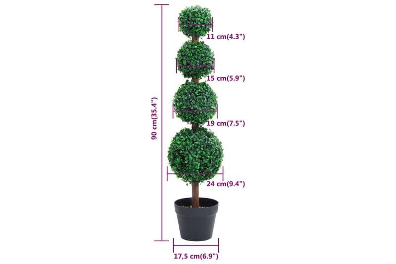 Konstväxt buxbom bollformad med kruka 90 cm grön - Grön - Inredning - Dekoration & inredningsdetaljer - Prydnadssaker - Blomsterdekoration