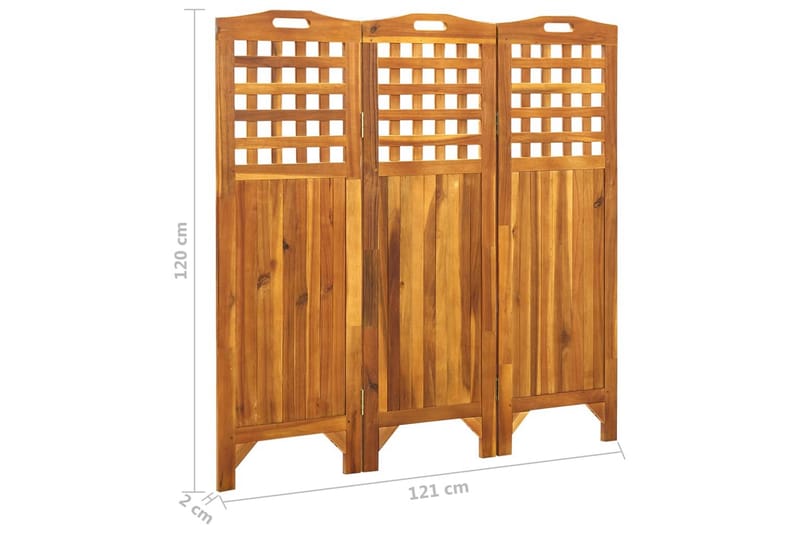 Rumsavdelare 3 paneler 121x2x120 cm massivt akaciaträ - Brun - Inredning - Dekoration & inredningsdetaljer - Rumsavdelare