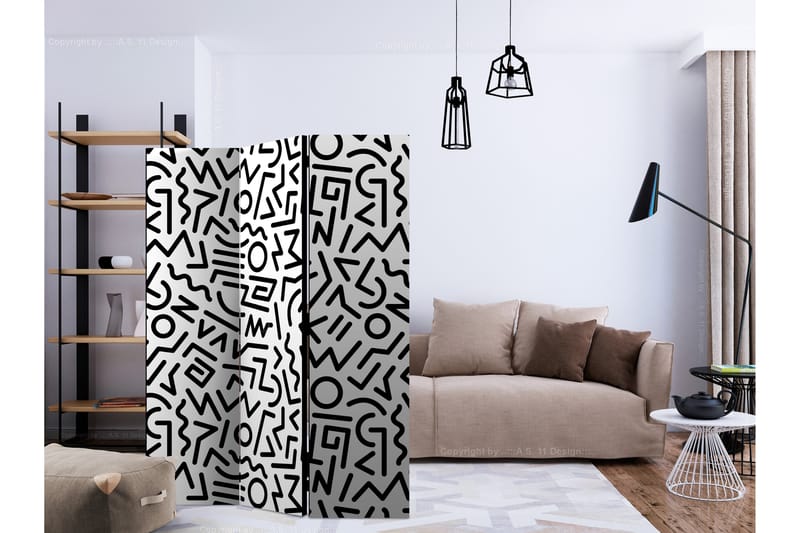 Rumsavdelare Black and White Maze 135x172 cm - Artgeist sp. z o. o. - Inredning - Dekoration & inredningsdetaljer - Rumsavdelare