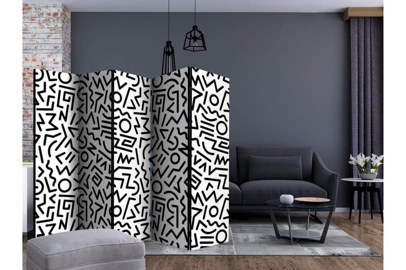 Rumsavdelare Black and White Maze II 225x172 cm - Artgeist sp. z o. o. - Inredning - Dekoration & inredningsdetaljer - Rumsavdelare