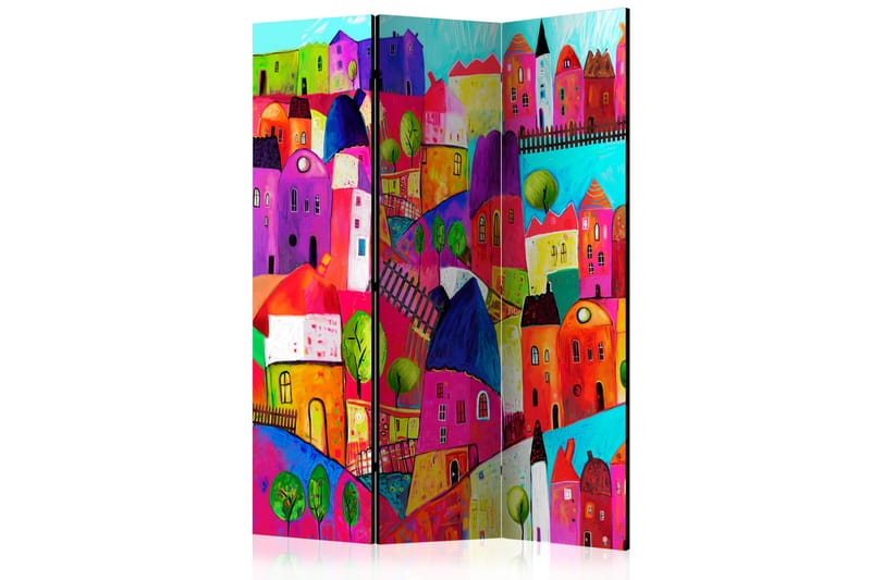 Rumsavdelare Rainbow-Hued Town 135x172 cm - Artgeist sp. z o. o. - Inredning - Dekoration & inredningsdetaljer - Rumsavdelare