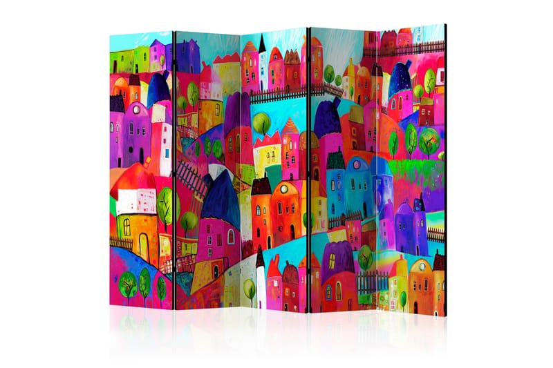 Rumsavdelare Rainbow-Hued Town II 225x172 cm - Artgeist sp. z o. o. - Inredning - Dekoration & inredningsdetaljer - Rumsavdelare