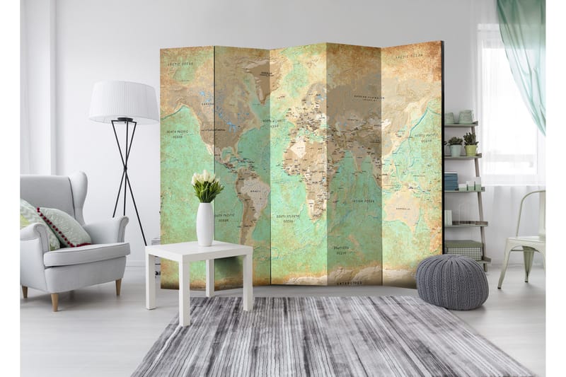 Rumsavdelare Turquoise World Map 225x172 - Artgeist sp. z o. o. - Inredning - Dekoration & inredningsdetaljer - Rumsavdelare