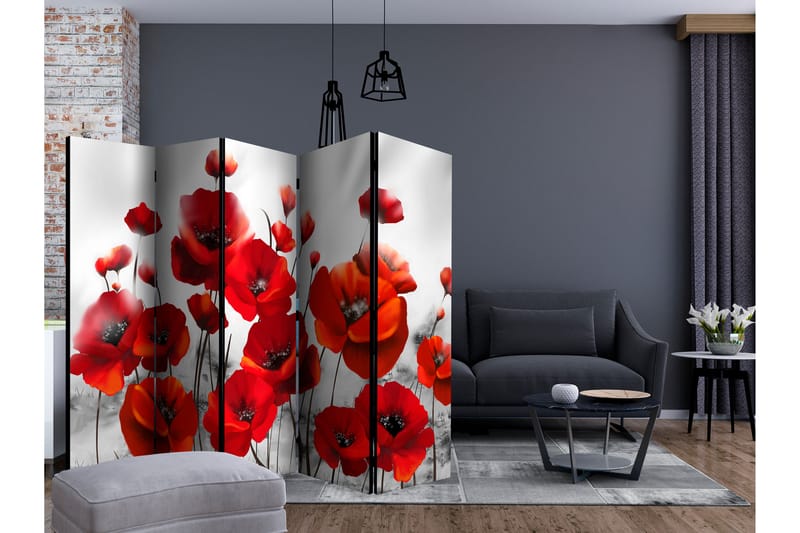 Rumsavdelare Poppies in the Moonlight II 225x172 cm - Artgeist sp. z o. o. - Inredning - Dekoration & inredningsdetaljer - Rumsavdelare