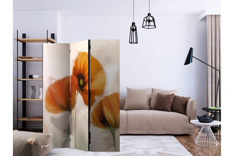 Rumsavdelare Poppies - Vintage 135x172 cm - Artgeist sp. z o. o. - Inredning - Dekoration & inredningsdetaljer - Rumsavdelare