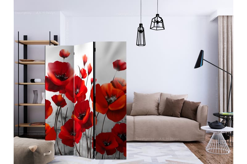 Rumsavdelare Poppies in the Moonlight 135x172 cm - Artgeist sp. z o. o. - Inredning - Dekoration & inredningsdetaljer - Rumsavdelare