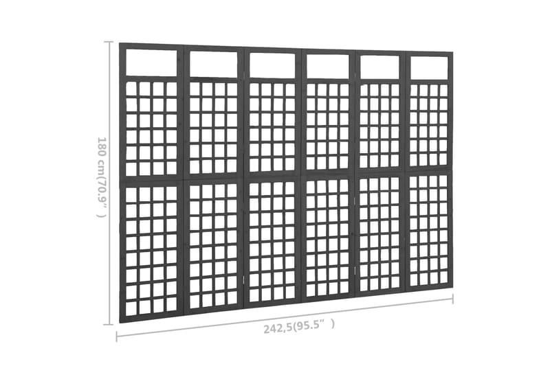 Rumsavdelare/Spaljé 6 paneler massiv gran svart 242,5x180 cm - Svart - Inredning - Dekoration & inredningsdetaljer - Rumsavdelare - Vikvägg