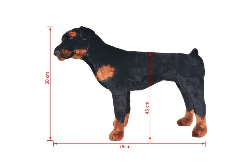 Stående leksakshund rottweiler plysch svart och brun XXL - Svart - Inredning - Barnrum inredning - Dekoration barnrum