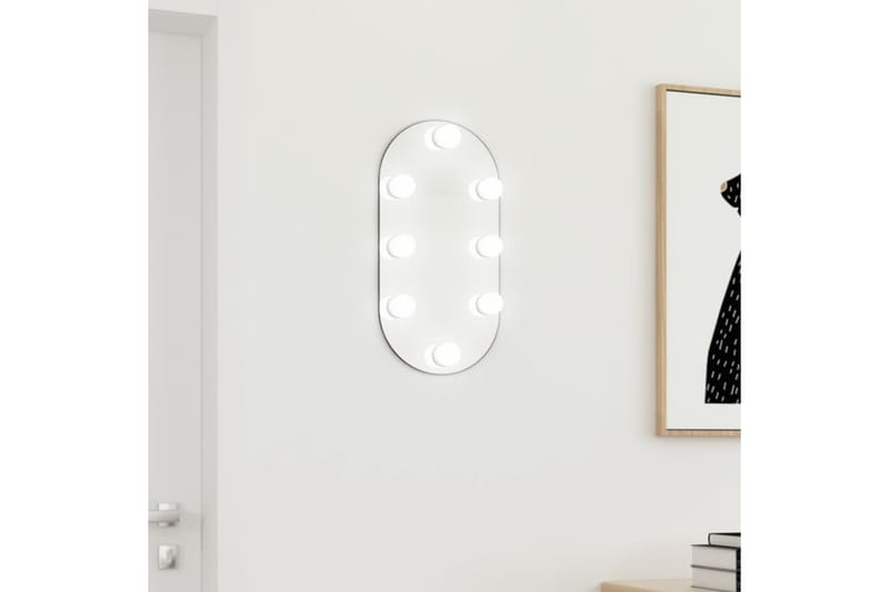 Spegel med LED-lampor 40x20 cm glas oval - Silver - Inredning - Spegel - Hallspegel