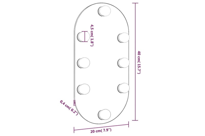 Spegel med LED-lampor 40x20 cm glas oval - Silver - Inredning - Spegel - Hallspegel