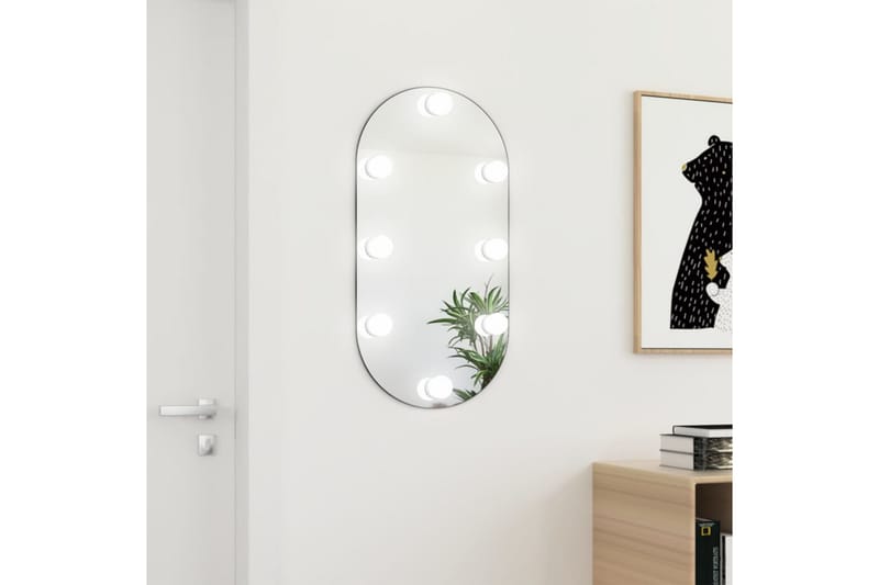 Spegel med LED-lampor 80x40 cm glas oval - Silver - Inredning - Spegel - Hallspegel