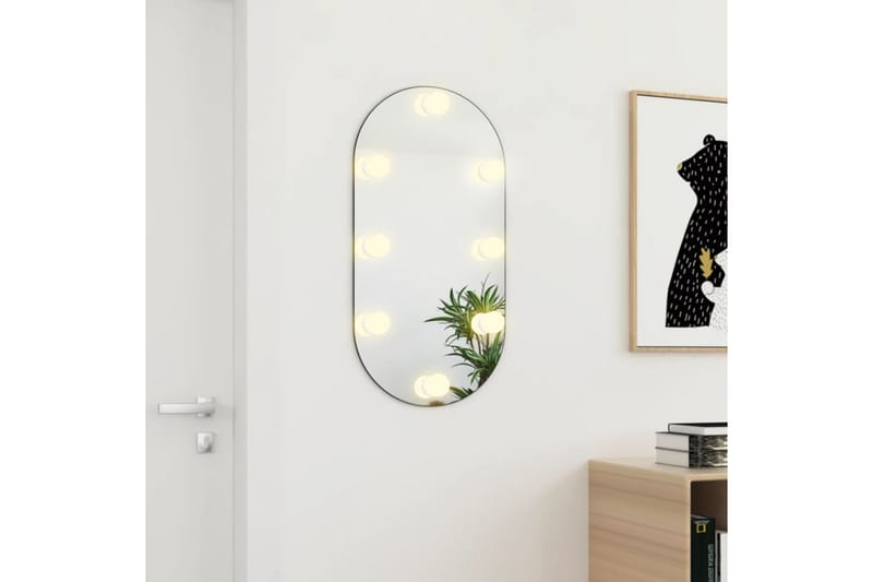 Spegel med LED-lampor 80x40 cm glas oval - Silver - Inredning - Spegel - Hallspegel