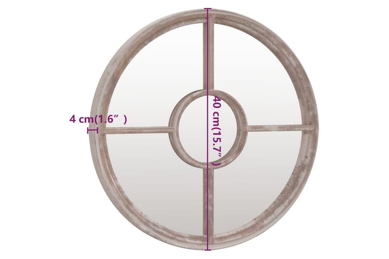 Trädgårdsspegel sandfärgad 40x4 cm rund järn för utomhusbruk - Kräm - Inredning - Spegel - Hallspegel