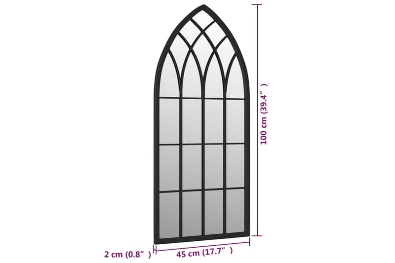 Trädgårdsspegel svart 100x45 cm järn för utomhusbruk - Svart - Inredning - Spegel - Hallspegel