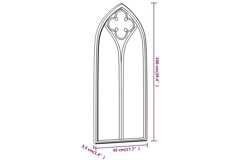Trädgårdsspegel svart 100x45 cm järn för utomhusbruk - Svart - Inredning - Spegel - Hallspegel