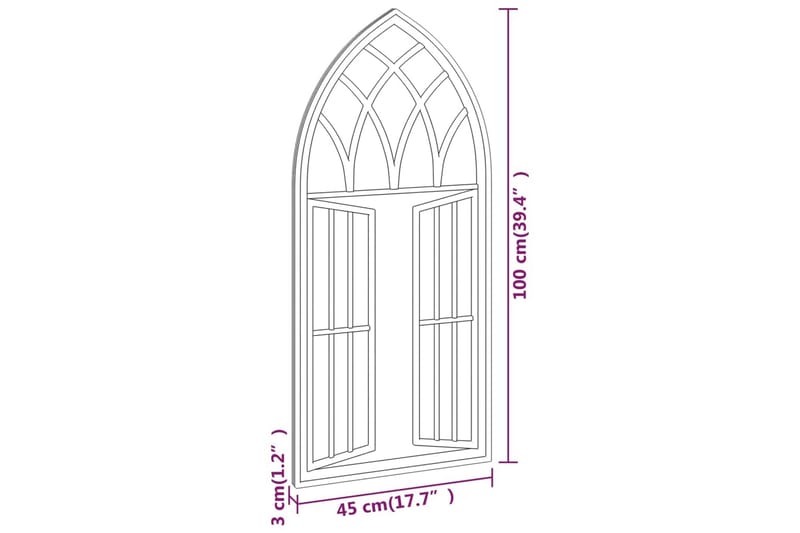 Trädgårdsspegel svart 100x45 cm järn för utomhusbruk - Svart - Inredning - Spegel - Hallspegel
