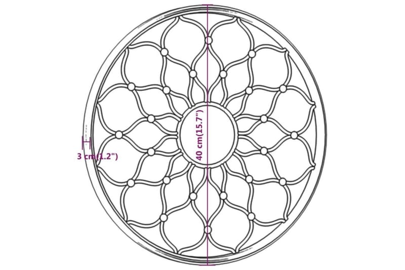 Trädgårdsspegel svart 40x3 cm rund järn för utomhusbruk - Svart - Inredning - Spegel - Hallspegel