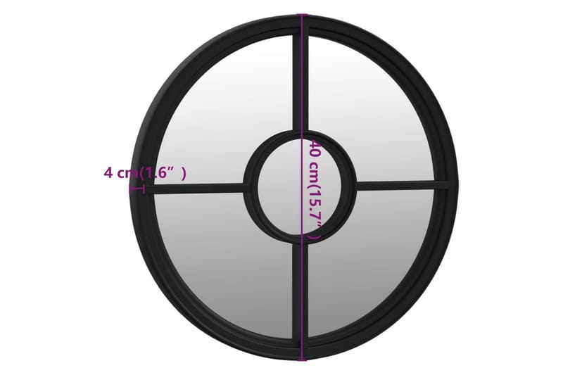 Trädgårdsspegel svart 40x4 cm rund järn för utomhusbruk - Svart - Inredning - Spegel - Hallspegel