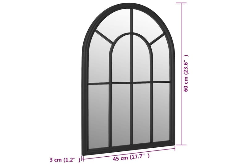 Trädgårdsspegel svart 60x45 cm järn för utomhusbruk - Svart - Inredning - Spegel - Hallspegel