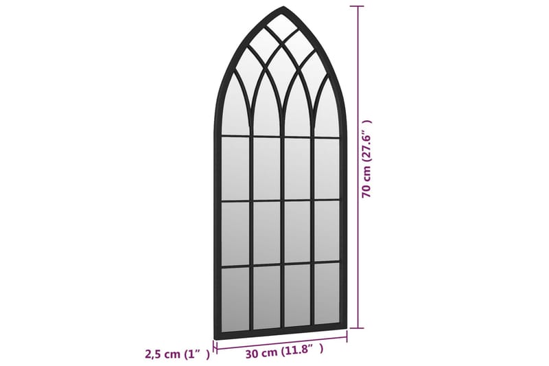 Trädgårdsspegel svart 70x30 cm järn för utomhusbruk - Svart - Inredning - Spegel - Hallspegel