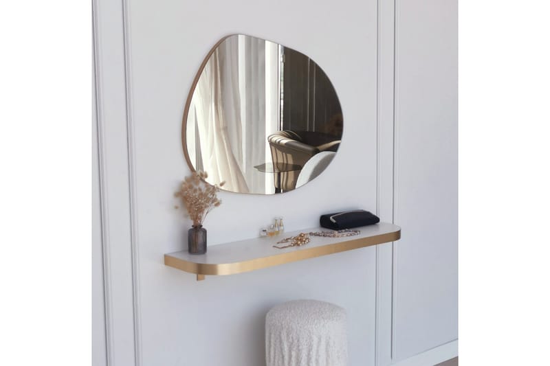 Spegel Gustow 75 cm Rektangulär - Guld - Hallspegel - Spegel med belysning - Helkroppsspegel - Väggspegel