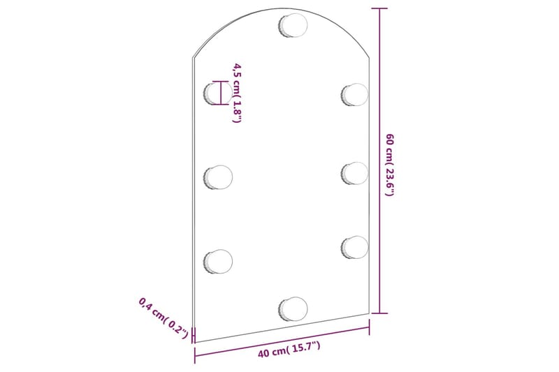 Spegel med LED-lampor 60x40 cm glas valvformad - Silver - Inredning - Spegel - Väggspegel