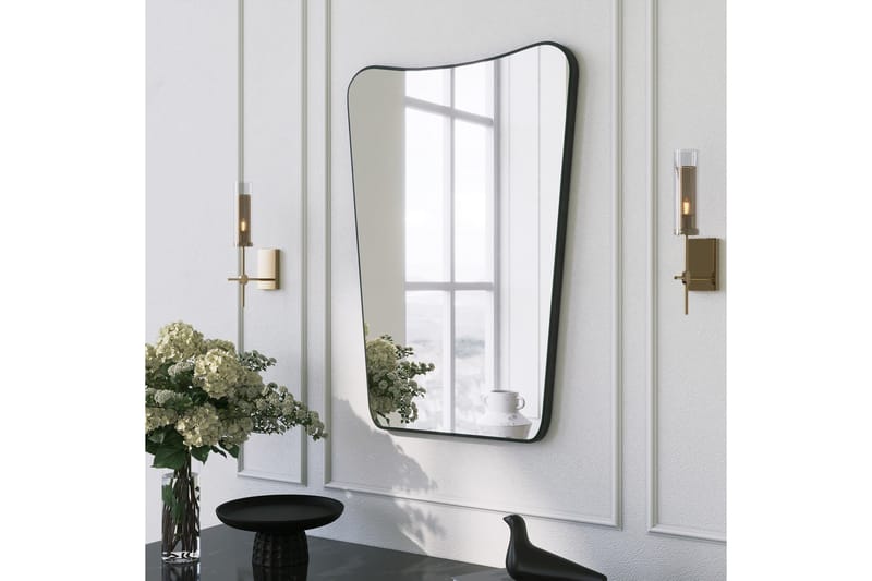 Spegel Sachin 50 cm Asymmetrisk - Svart - Hallspegel - Spegel med belysning - Helkroppsspegel - Väggspegel
