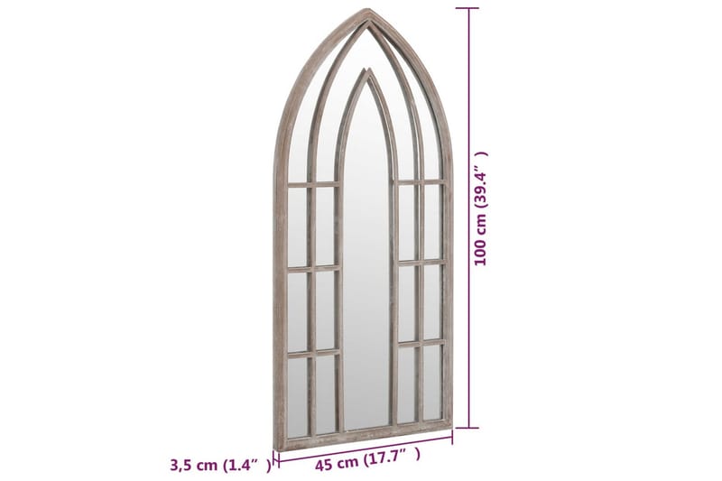 Trädgårdsspegel sand 100x45 cm järn för utomhusbruk - Kräm - Inredning - Spegel - Väggspegel