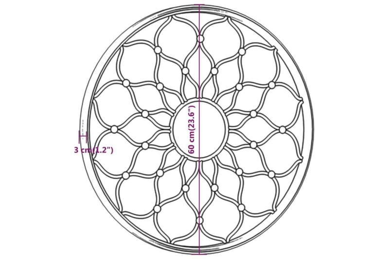 Trädgårdsspegel sandfärgad 60x3 cm rund järn för utomhusbruk - Kräm - Inredning - Spegel - Väggspegel