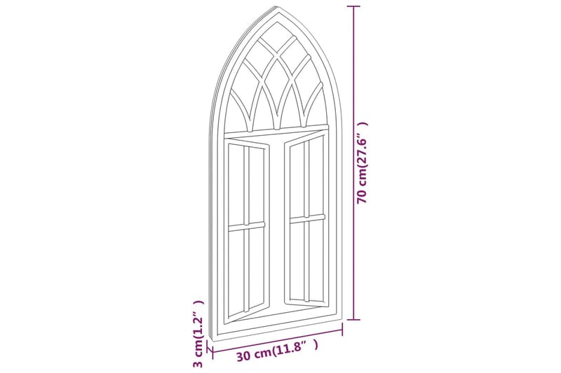 Trädgårdsspegel svart 70x30 cm järn för utomhusbruk - Svart - Inredning - Spegel - Väggspegel