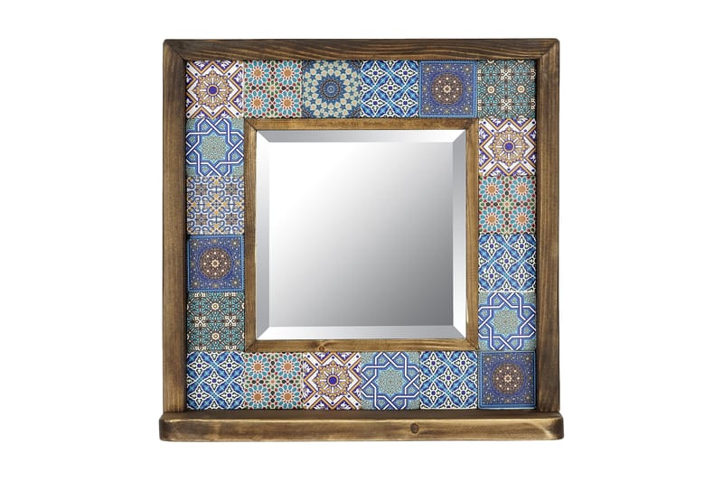 Väggspegel Chandren - Blå/Vit/Natur - Hallspegel - Spegel med belysning - Helkroppsspegel - Väggspegel