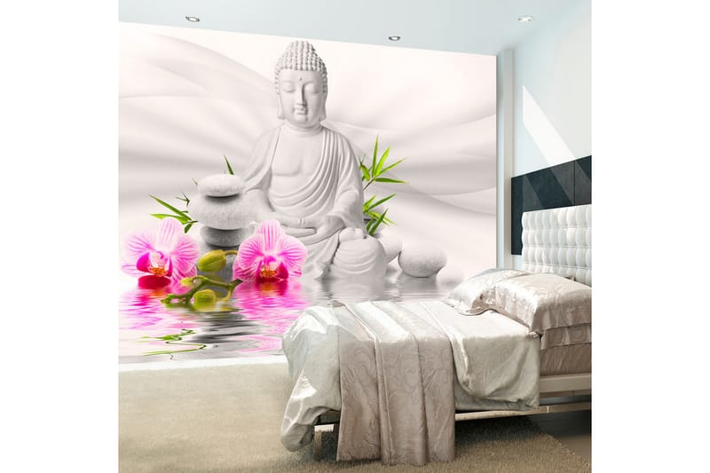 Fototapet Buddha And Orchids 150x105 - Artgeist sp. z o. o. - Inredning - Tapet - Fototapet