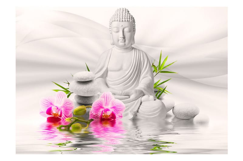 Fototapet Buddha And Orchids 250x175 - Artgeist sp. z o. o. - Inredning - Tapet - Fototapet