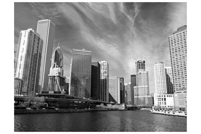 Fototapet Chicago Skyline Svartvitt 350x270 - Artgeist sp. z o. o. - Inredning - Tapet - Fototapet