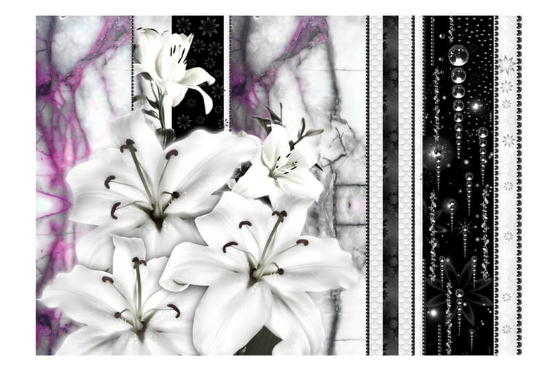 Fototapet Crying Lilies On Purple Marble 250x175 - Artgeist sp. z o. o. - Inredning - Tapet - Fototapet