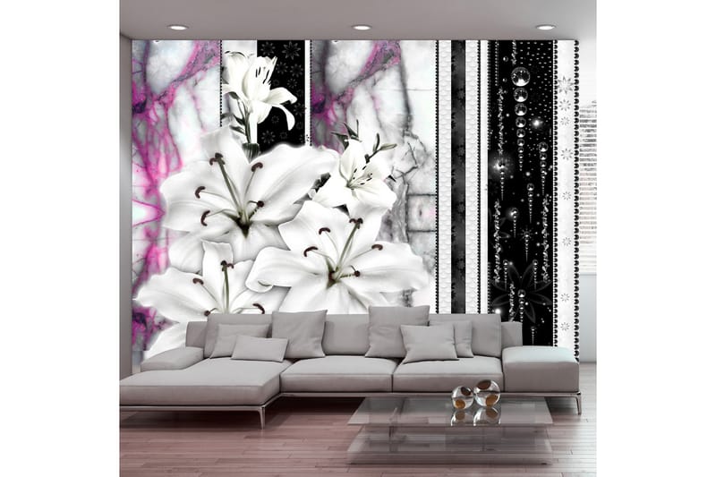 Fototapet Crying Lilies On Purple Marble 400x280 - Artgeist sp. z o. o. - Inredning - Tapet - Fototapet