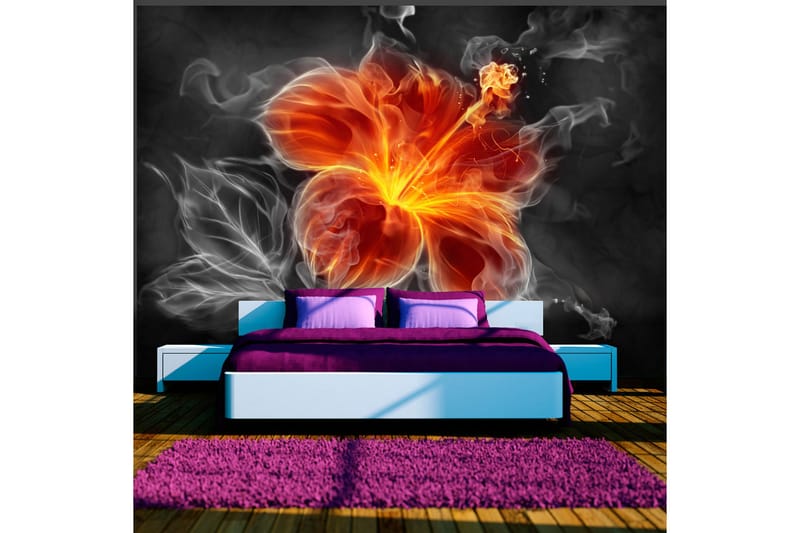 Fototapet Fiery Flower Inside The Smoke 250x175 - Artgeist sp. z o. o. - Inredning - Tapet - Fototapet