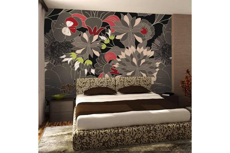 Fototapet Floral Design Gray 250x193 - Artgeist sp. z o. o. - Inredning - Tapet - Fototapet