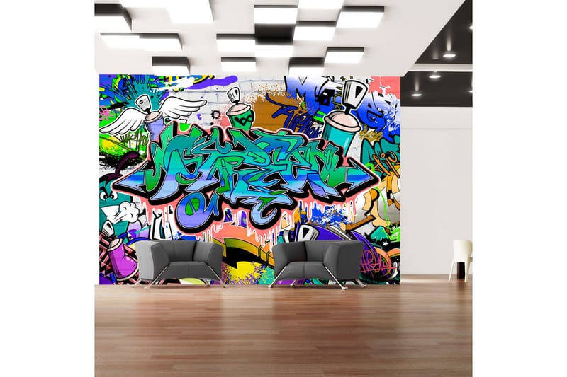 Fototapet Graffiti Blue Theme 250x175 - Artgeist sp. z o. o. - Inredning - Tapet - Fototapet