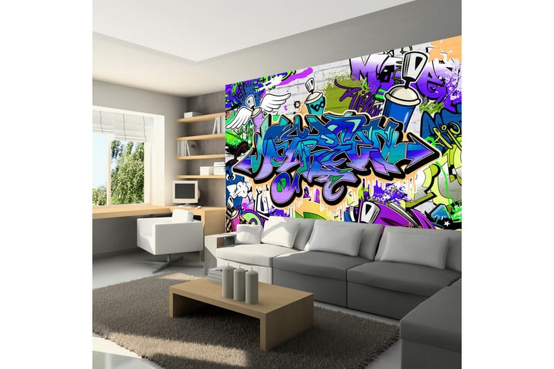 Fototapet Graffiti Violet Theme 100x70 - Artgeist sp. z o. o. - Inredning - Tapet - Fototapet