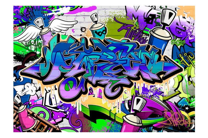 Fototapet Graffiti Violet Theme 100x70 - Artgeist sp. z o. o. - Inredning - Tapet - Fototapet