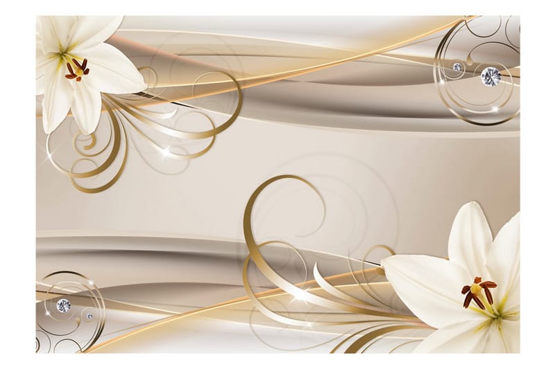 Fototapet Lilies And The Gold Spirals 250x175 - Artgeist sp. z o. o. - Inredning - Tapet - Fototapet