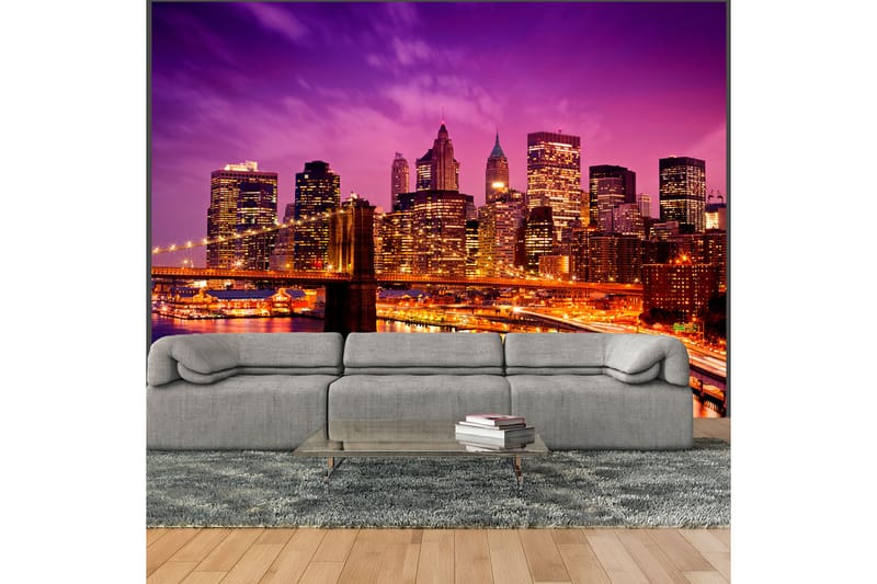 Fototapet Manhattan Och Brooklyn Bridge På Natten 350x270 - Artgeist sp. z o. o. - Inredning - Tapet - Fototapet