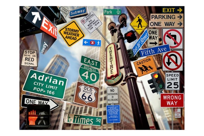 Fototapet New York Signposts 200x154 - Artgeist sp. z o. o. - Inredning - Tapet - Fototapet