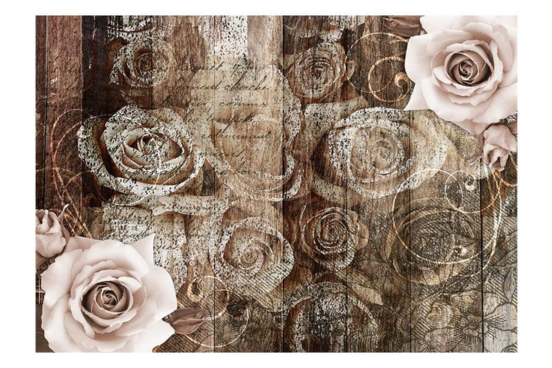 Fototapet Old Wood & Roses 100x70 - Artgeist sp. z o. o. - Inredning - Tapet - Fototapet