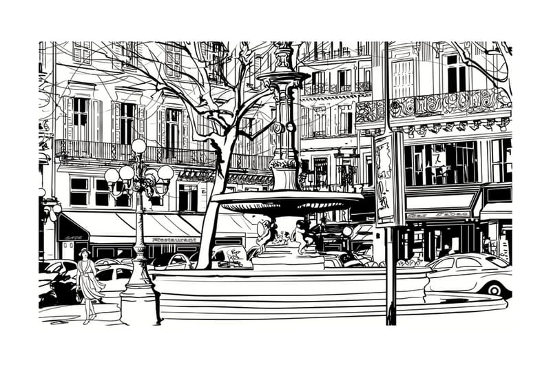 Fototapet Sketch Of Parisian Fountain 450x270 - Artgeist sp. z o. o. - Inredning - Tapet - Fototapet