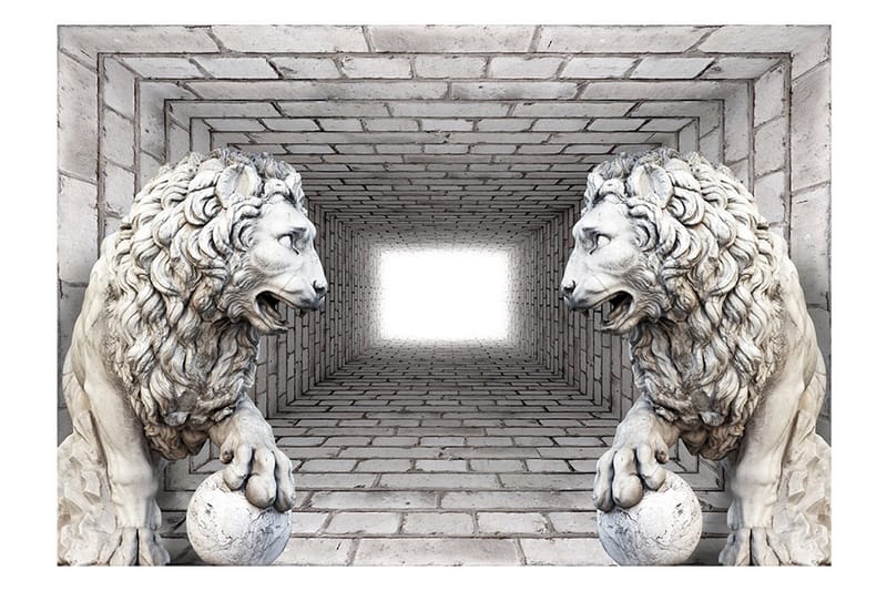 Fototapet Stone Lions 350x245 - Artgeist sp. z o. o. - Inredning - Tapet - Fototapet